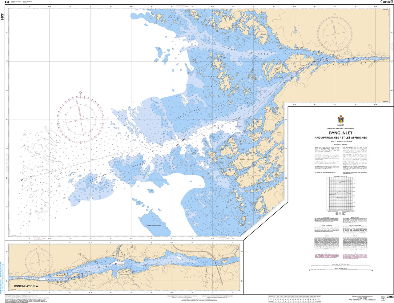 CHS Chart 2293: Byng Inlet and Approaches / et les approches