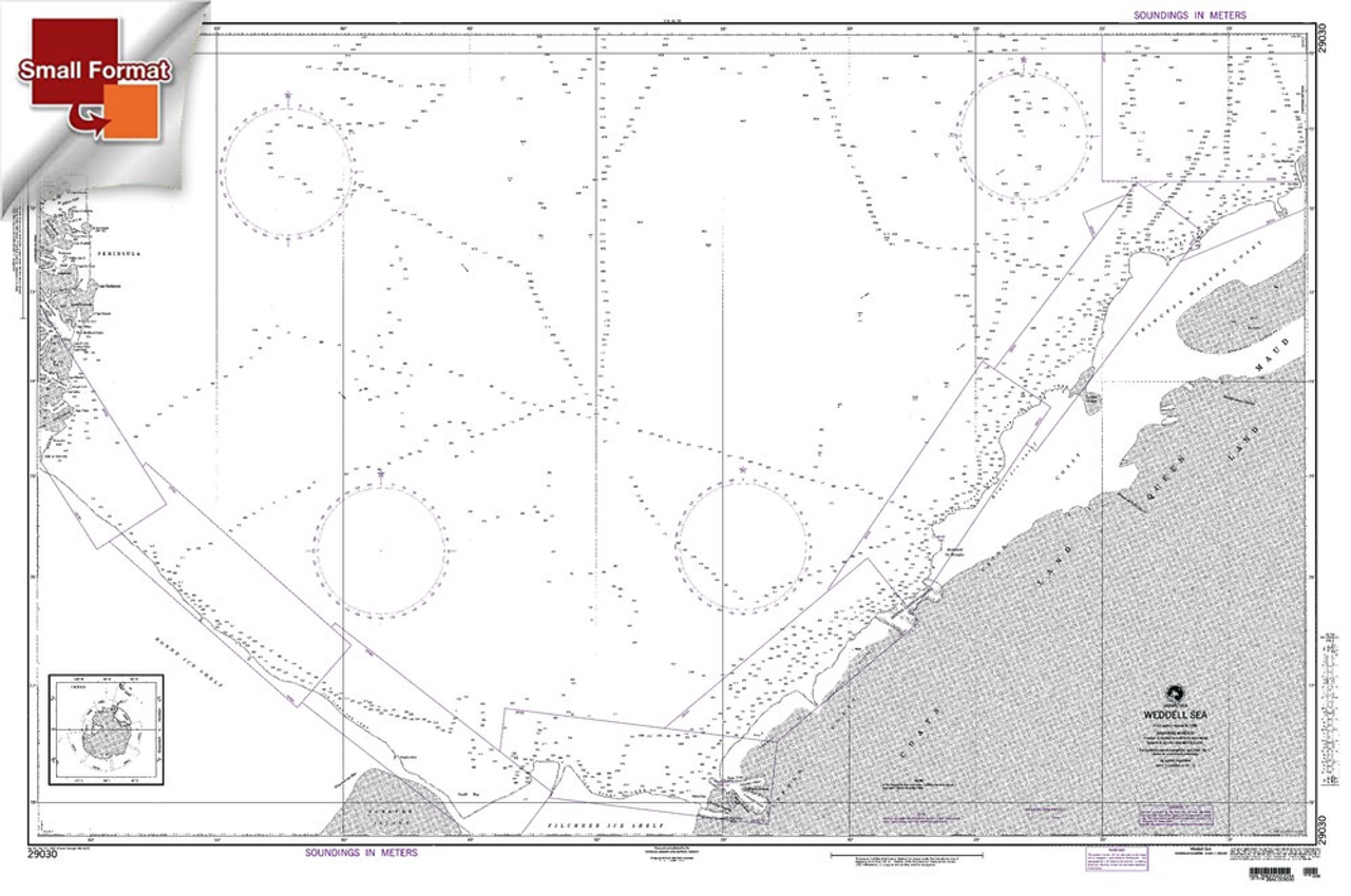 NGA Chart 29030: Weddell Sea Antarctica, Approx. Size 21" x 31" (SMALL FORMAT WATERPROOF)