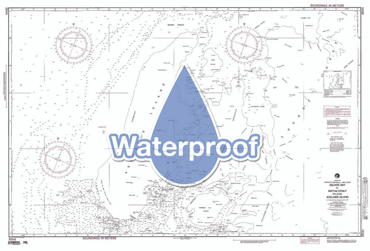 Waterproof NGA Chart 29141: Square Bay to Matha Strait Including Adelaide Island