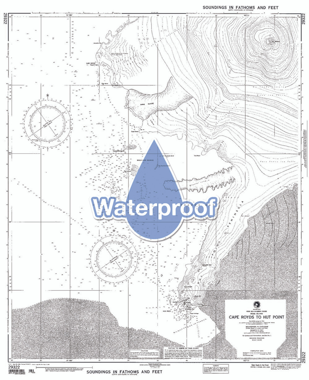 Waterproof NGA Chart 29322: C Royds to Hut P Ross I Ross Sea Mcmurd