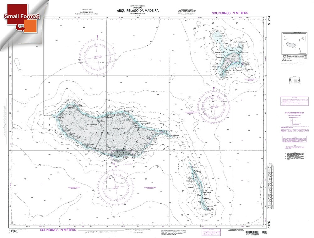 NGA Chart 51261: Arquipelago Da Madeira, Approx. Size 21" x 27" (SMALL FORMAT WATERPROOF)