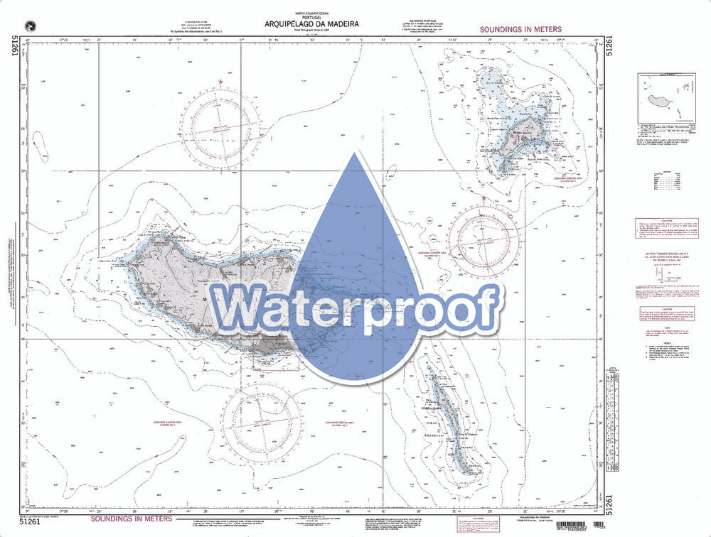 Waterproof NGA Chart 51261: Arquipelago Da Madeira