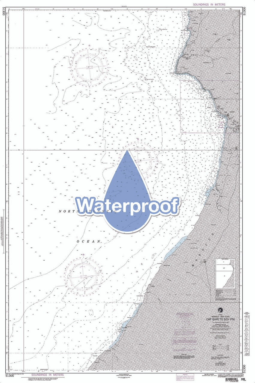 Waterproof NGA Chart 51300: Cap Ghir to Sidi Ifni