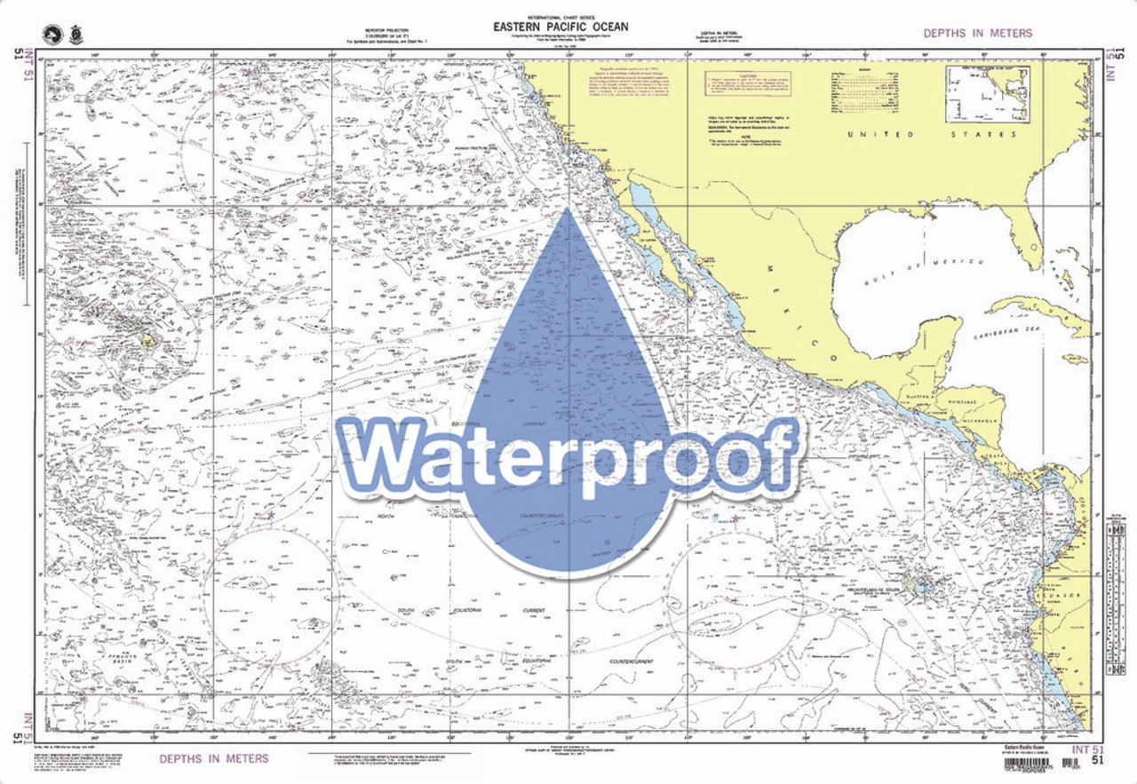 Waterproof NGA Chart 51: Eastern Pacific Ocean