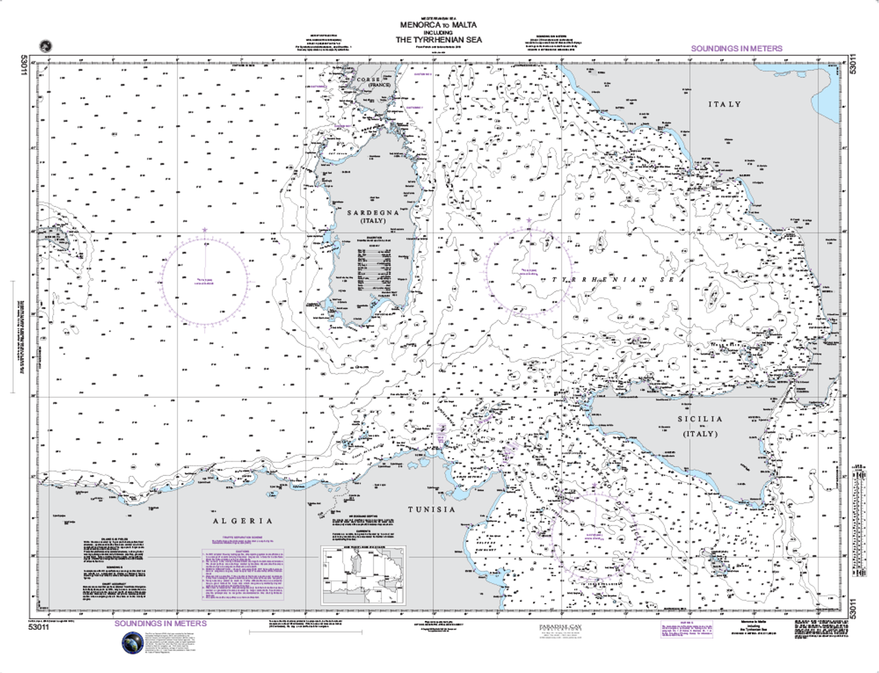 NGA Chart 53011: Menorca to Malta including the Tyrrhenian Sea