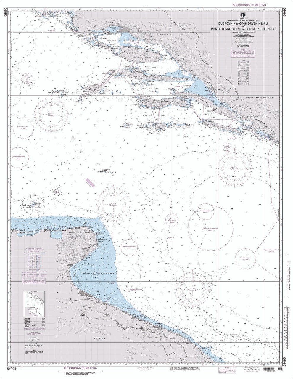 NGA Chart 54095: Dubrovnik to Otok Drvenik Mali and Punta torre Canne to Punta Pietre Nere