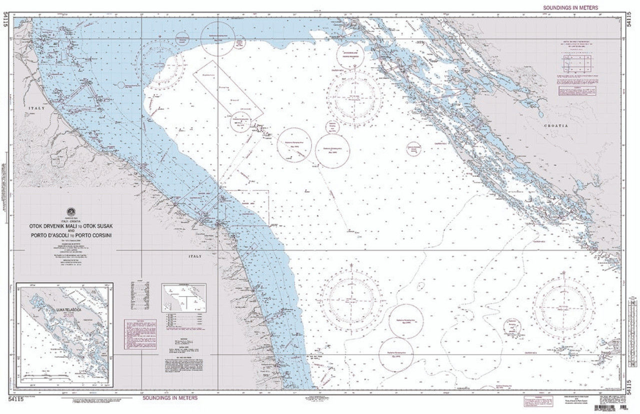 NGA Chart 54115: Otok Drvenik Mali to Otok Susak and Porto D'Ascoli to Porto Corsini