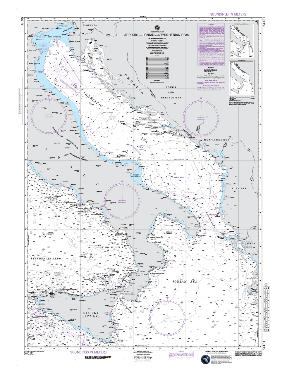 NGA Chart 54131: Adriatic - Ionian and Tyrrhenian Seas