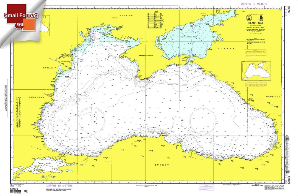 NGA Chart 55001: Black Sea, Approx. Size 21" x 31" (SMALL FORMAT WATERPROOF)