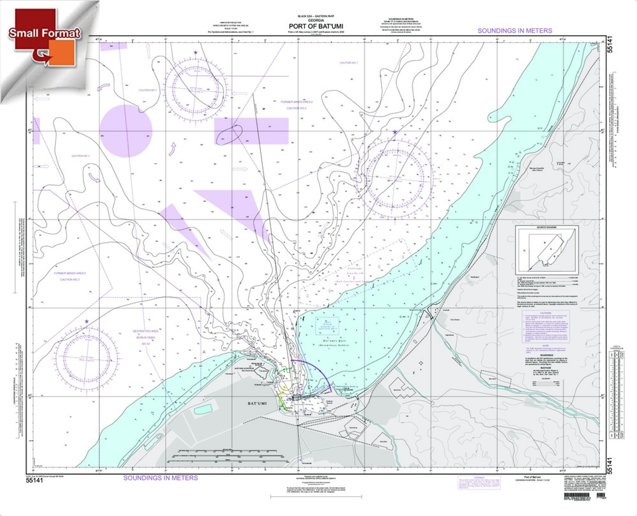 NGA Chart 55141: Port OfÂ Bat'Umi, Approx. Size 21" x 26" (SMALL FORMAT WATERPROOF)