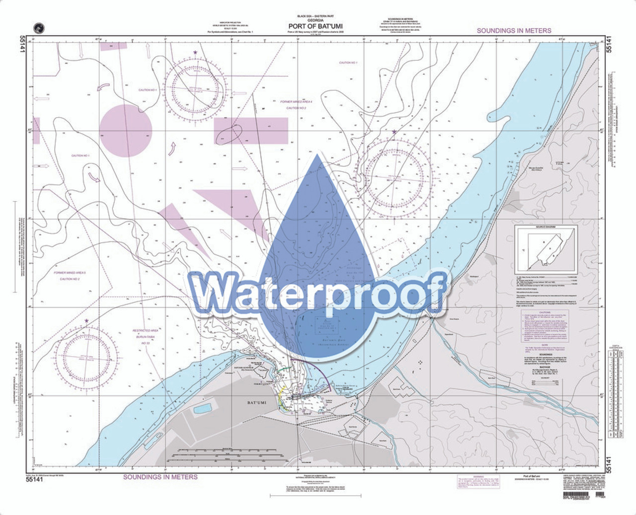 Waterproof NGA Chart 55141: Port of Bat'Umi