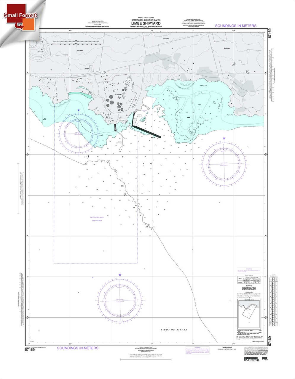 NGA Chart 57169: LimbeÃ¡Shipyard, Approx. Size 21" x 28" (SMALL FORMAT WATERPROOF)