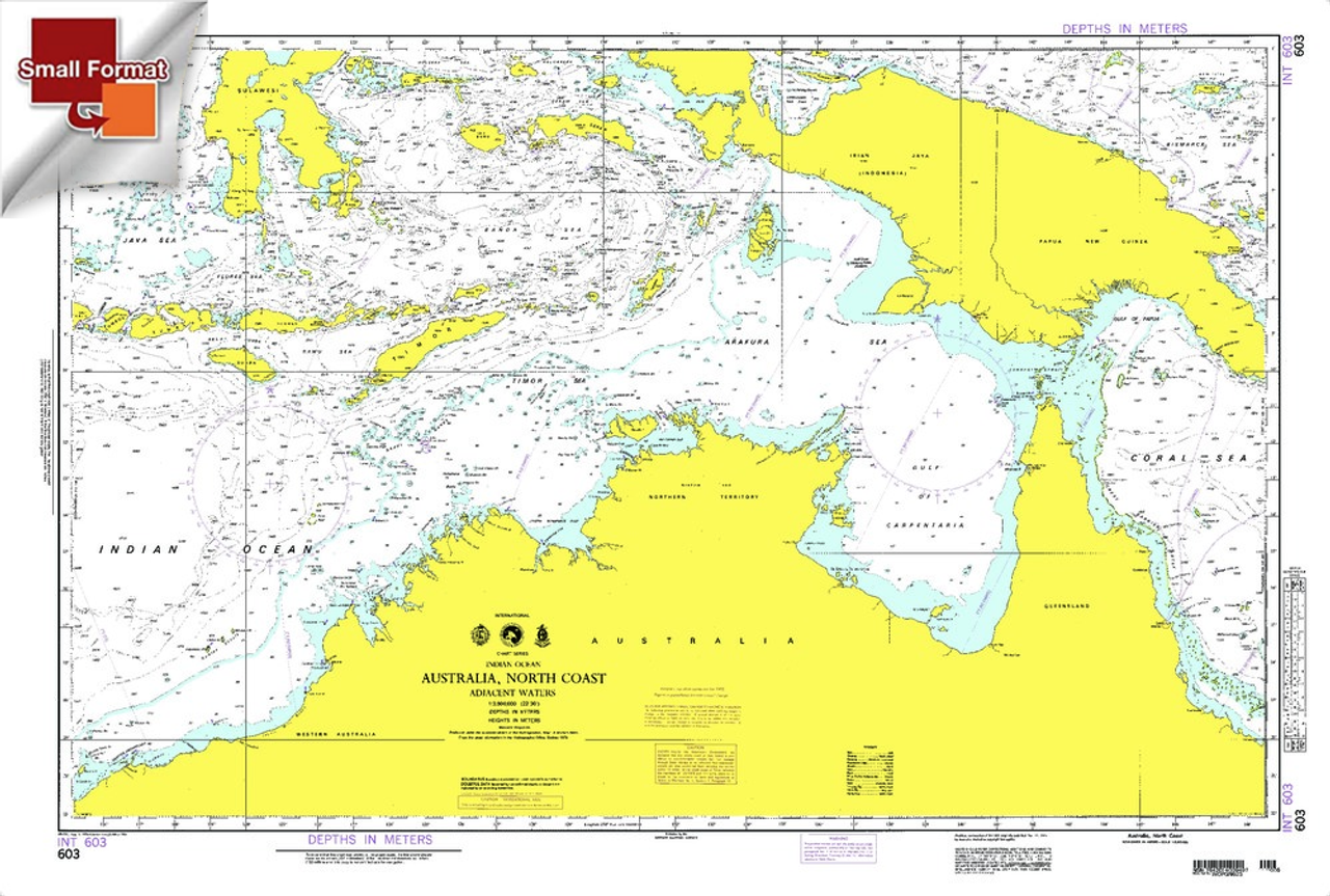NGA Chart 603: Australia North Coast-Adjacent Waters, Approx. Size 21" x 31" (SMALL FORMAT WATERPROOF)