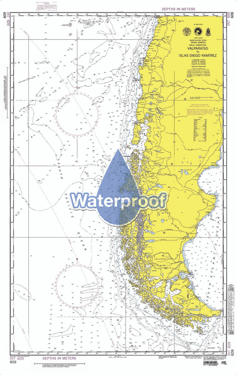 Waterproof NGA Chart 609: Valparaiso to Islas Diego Ramirez