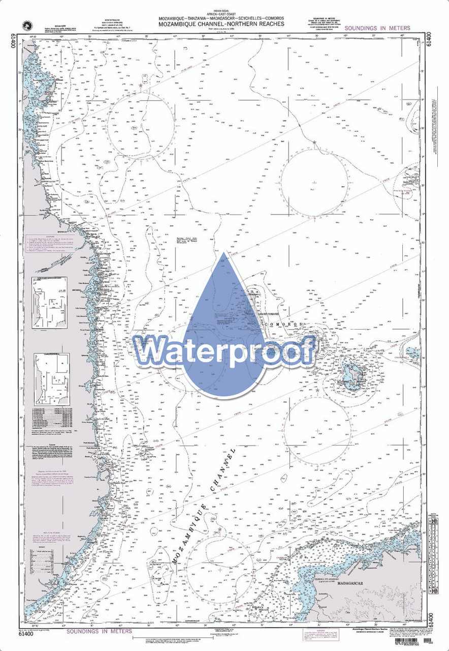 Waterproof NGA Chart 61400: Mozambique Channel - Northern Reaches
