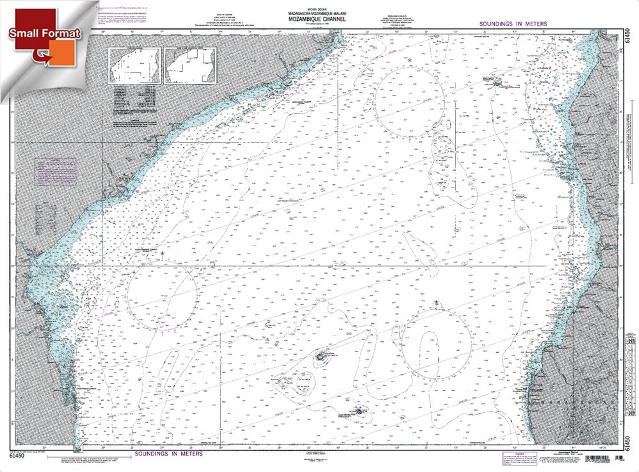 NGA Chart 61450: Mozambique Channel, Approx. Size 21" x 30" (SMALL FORMAT WATERPROOF)