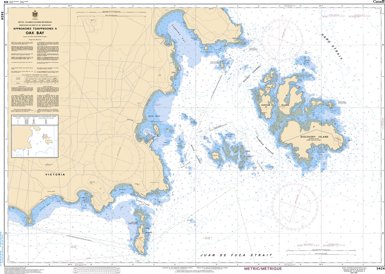 CHS Chart 3424: Approaches to/Approches Ã  Oak Bay