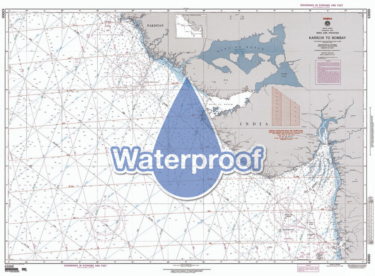 Waterproof NGA Chart 63000: Karachi to Bombay [India]