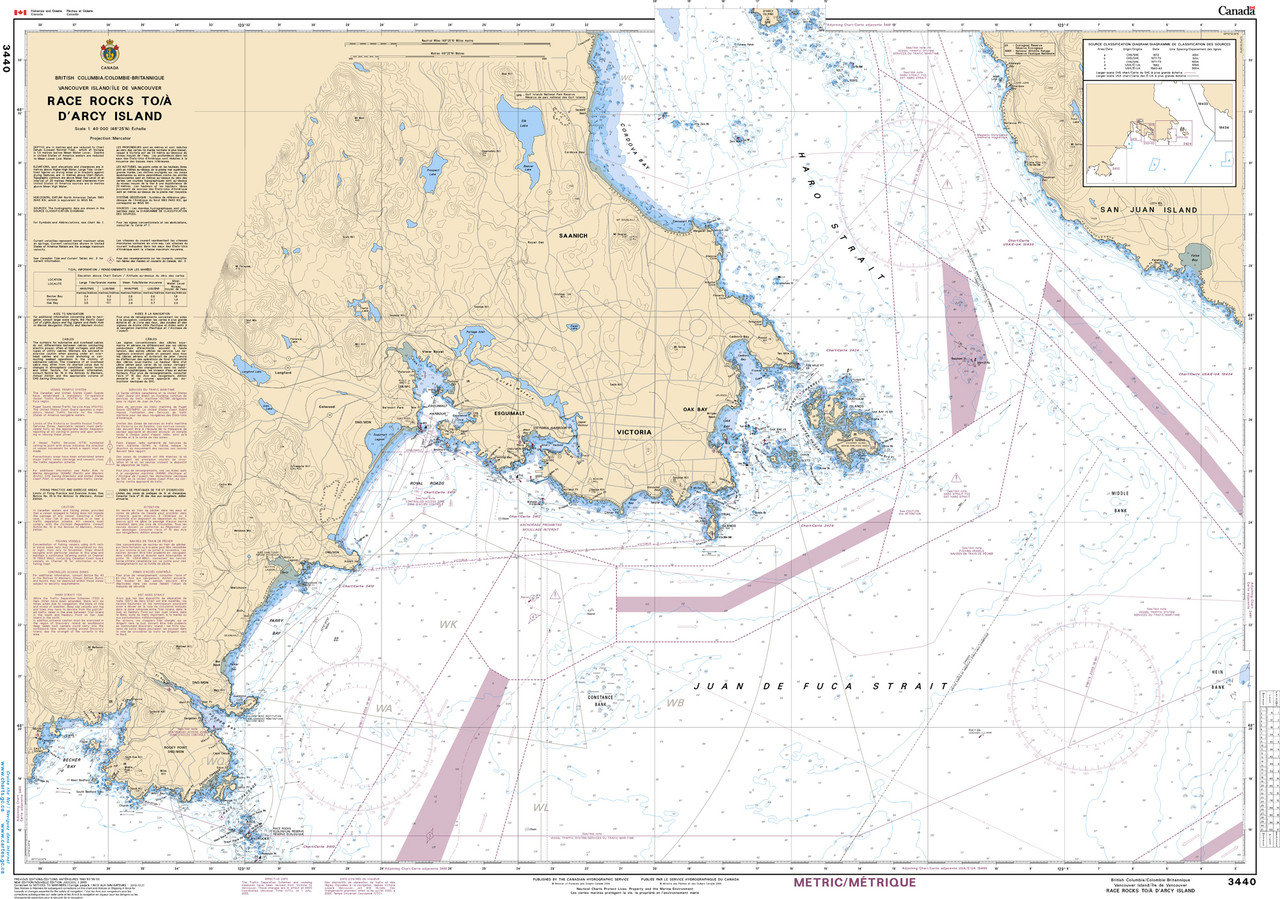 CHS Chart 3440: Race Rocks to/Ã  D'Arcy Island