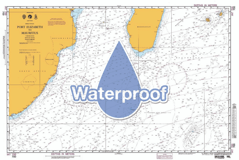 Waterproof NGA Chart 700: Port Elizabeth to Mauritius