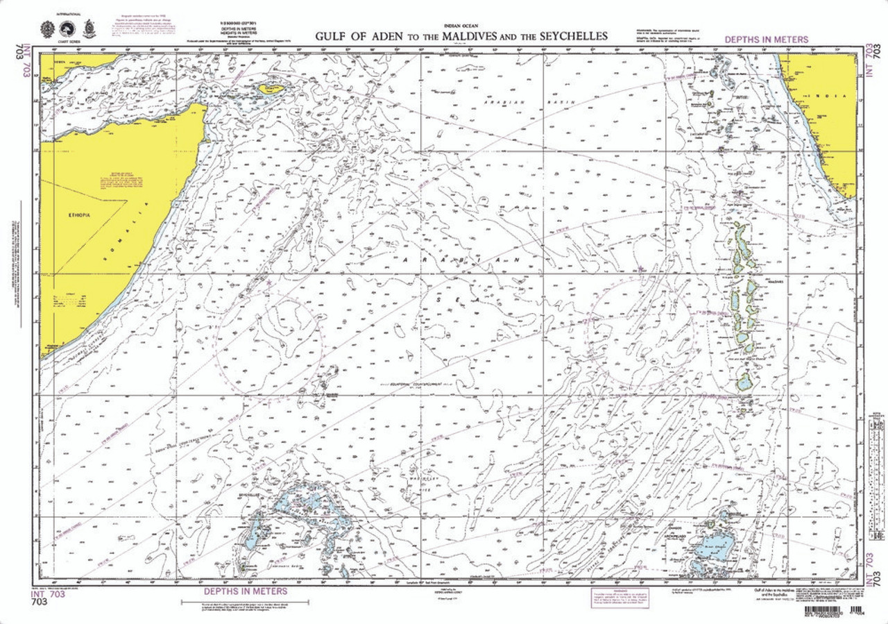 NGA Chart 703: Gulf of Aden to Maldive Is. and Seychels