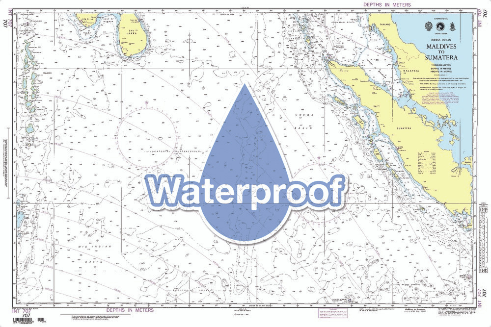 Waterproof NGA Chart 707: Maldives to Sumatera [Indian Ocean]