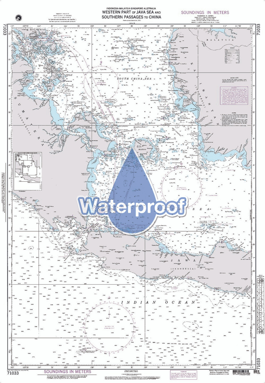 Waterproof NGA Chart 71033: W. Part Java Sea So Passages to China