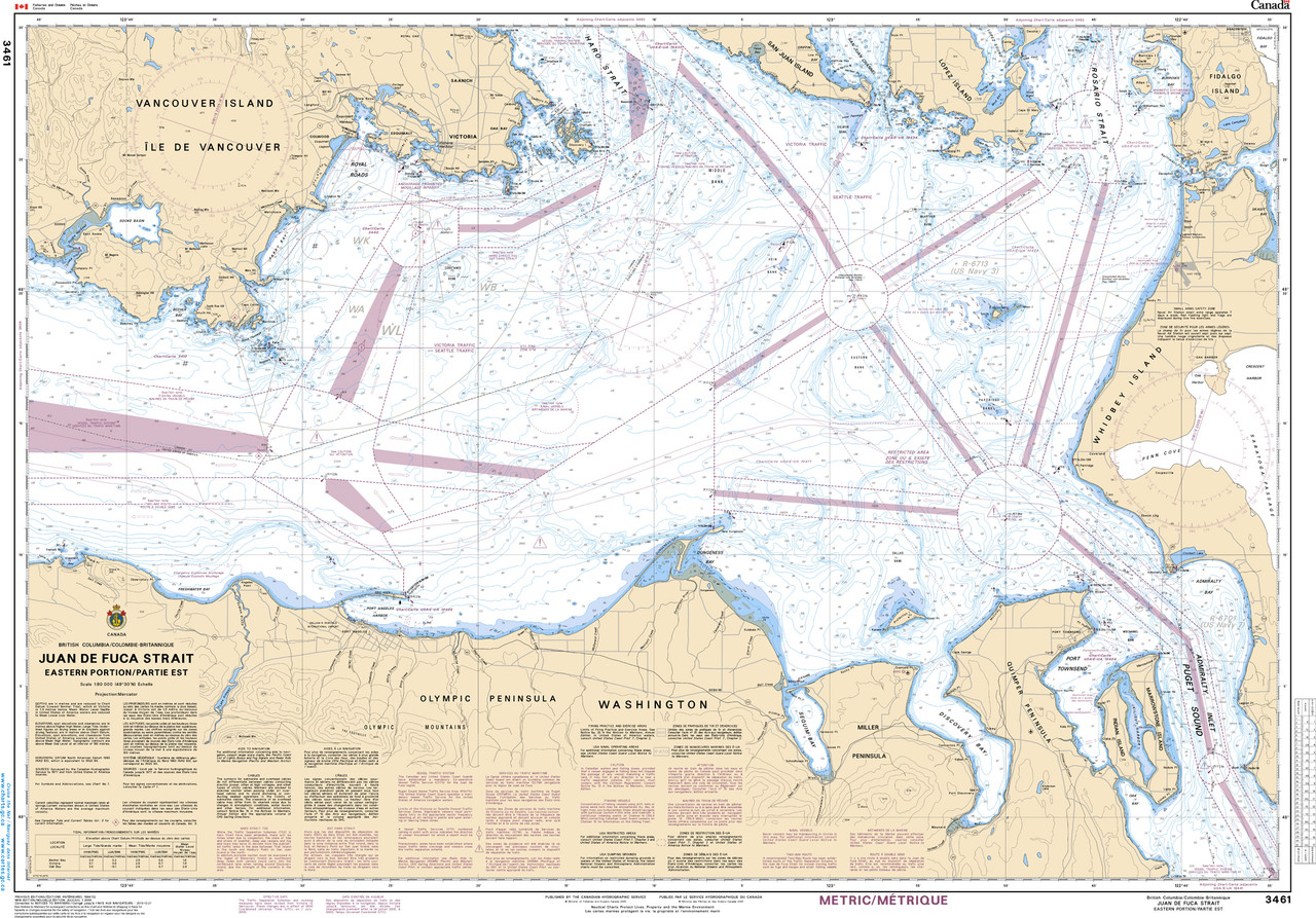CHS Chart 3461: Juan de Fuca Strait, Eastern Portion/Partie Est