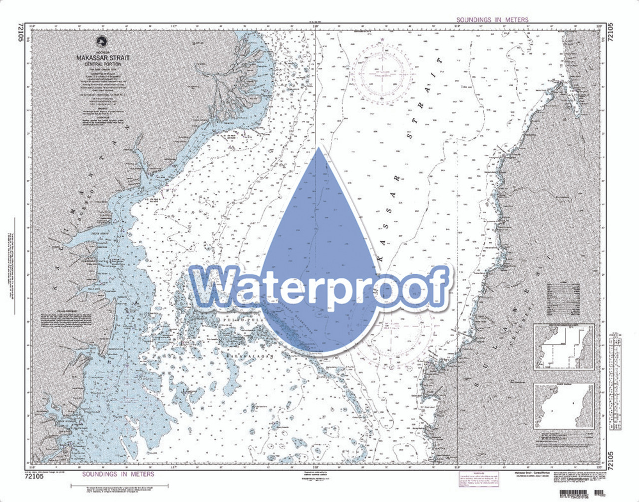 Waterproof NGA Chart 72105: Makassar Strait - Central Part