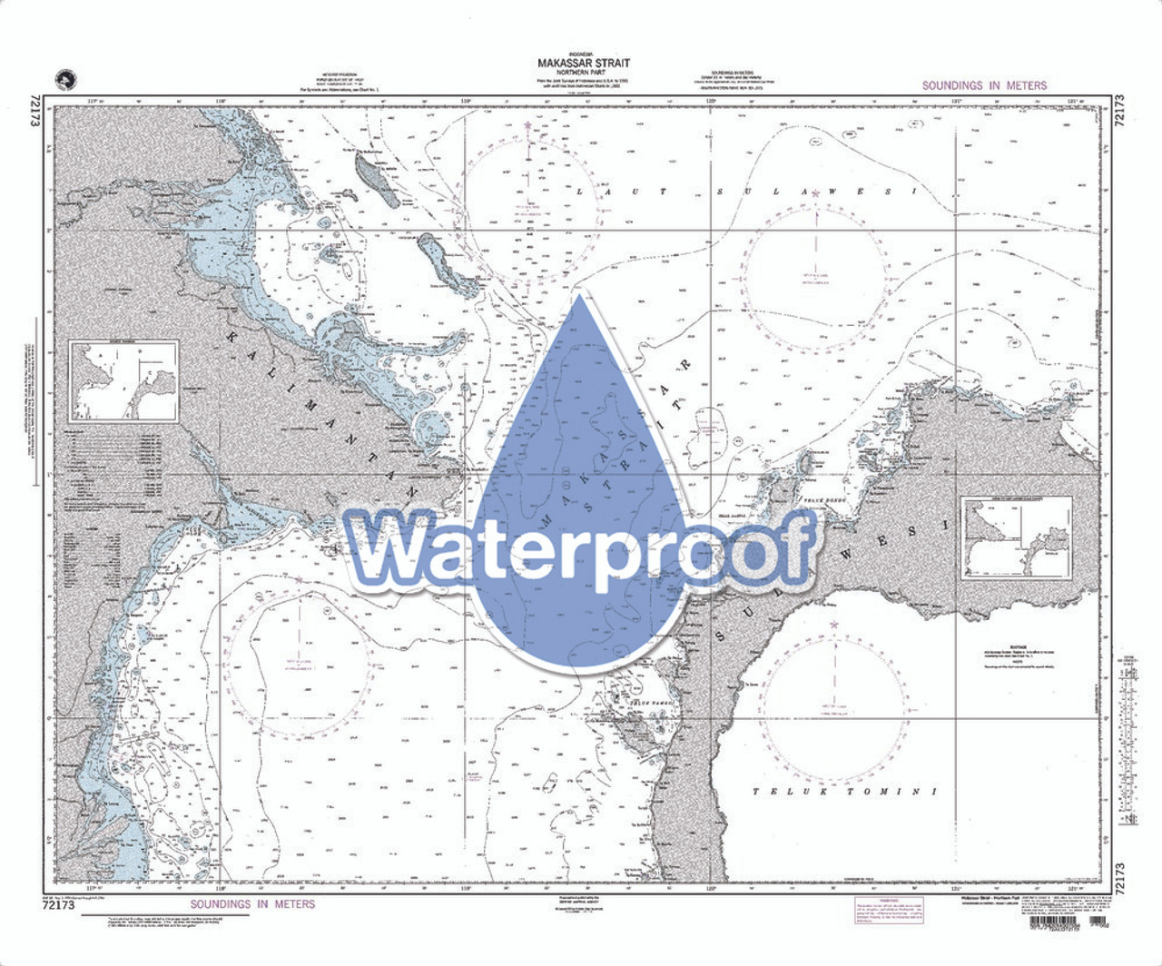 Waterproof NGA Chart 72173: Makassar Strait - North Part