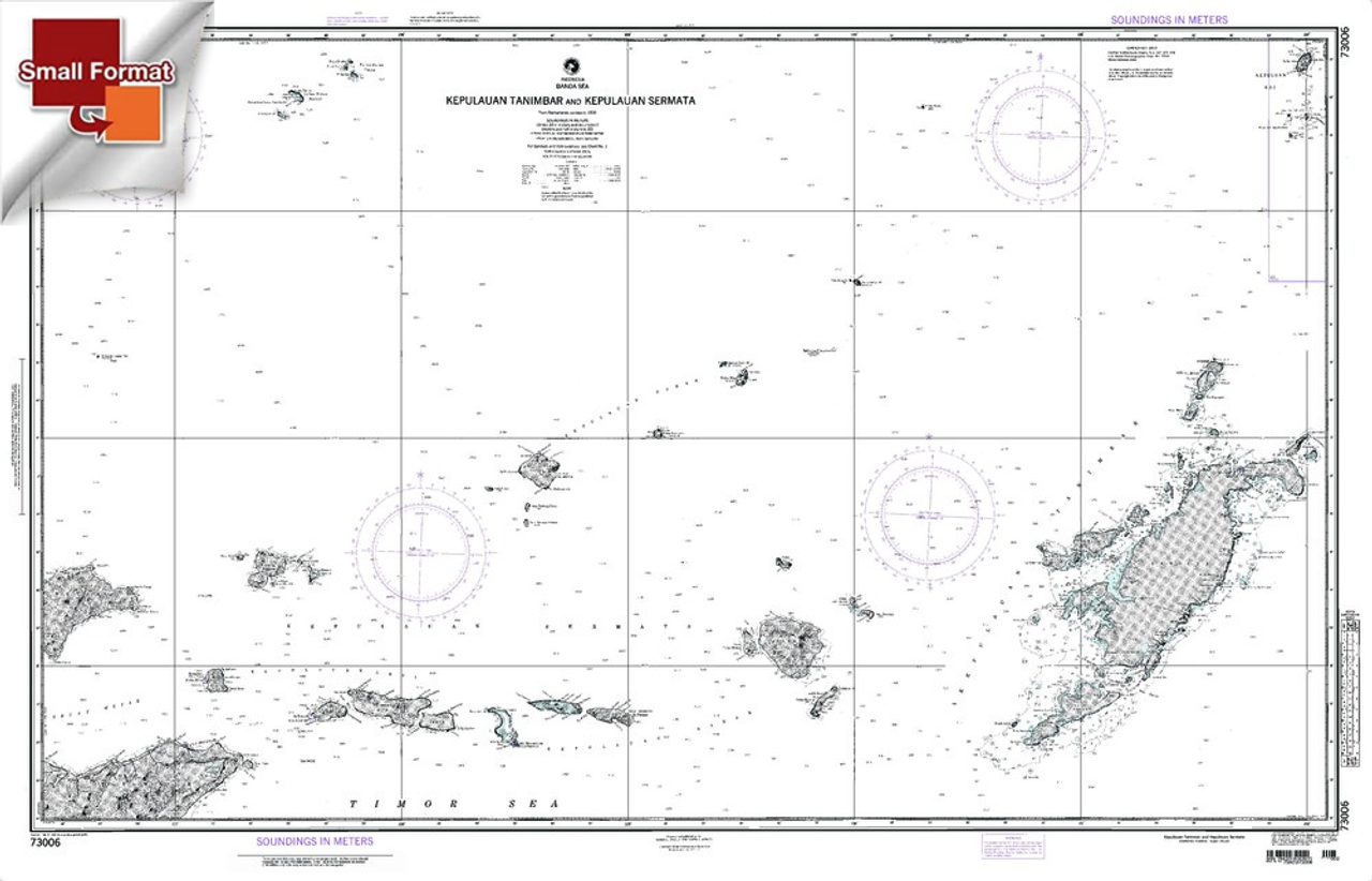 NGA Chart 73006: Tanimbar And Sermata - Banda Sea, Approx. Size 21" x 32" (SMALL FORMAT WATERPROOF)