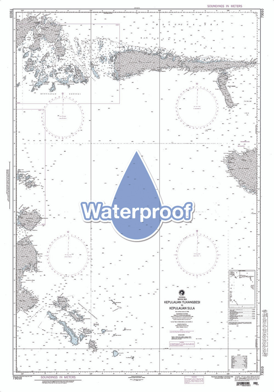 Waterproof NGA Chart 73010: Kepulauan Tukangbesi to Kepulauan Sula