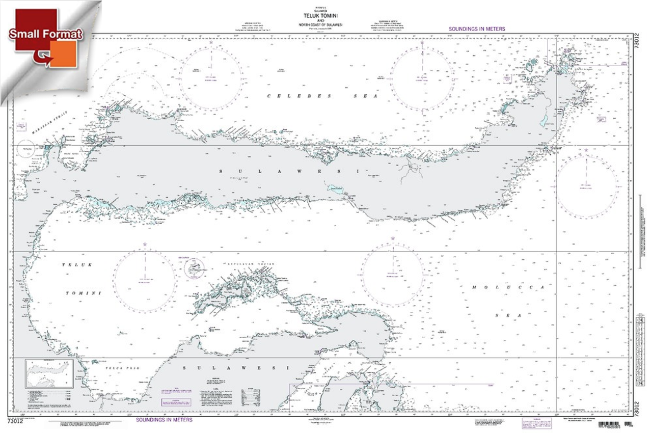 NGA Chart 73012: TelukÃ¡TominiÃ¡And North Coast Of Sulawesi, Approx. Size 21" x 30" (SMALL FORMAT WATERPROOF)