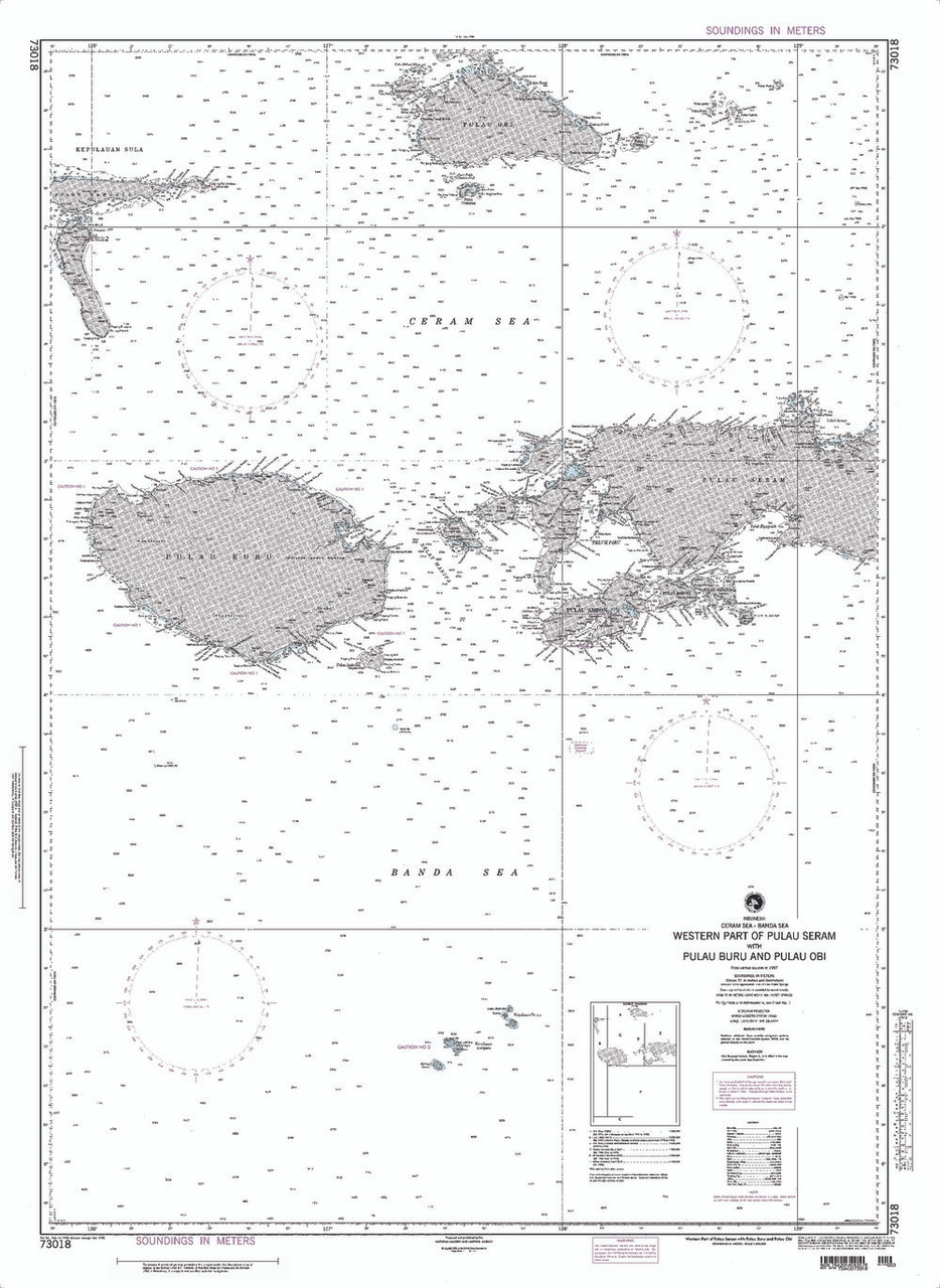NGA Chart 73018: Western Part of Pulau Seram With Pulau Buru & Pulau Obi