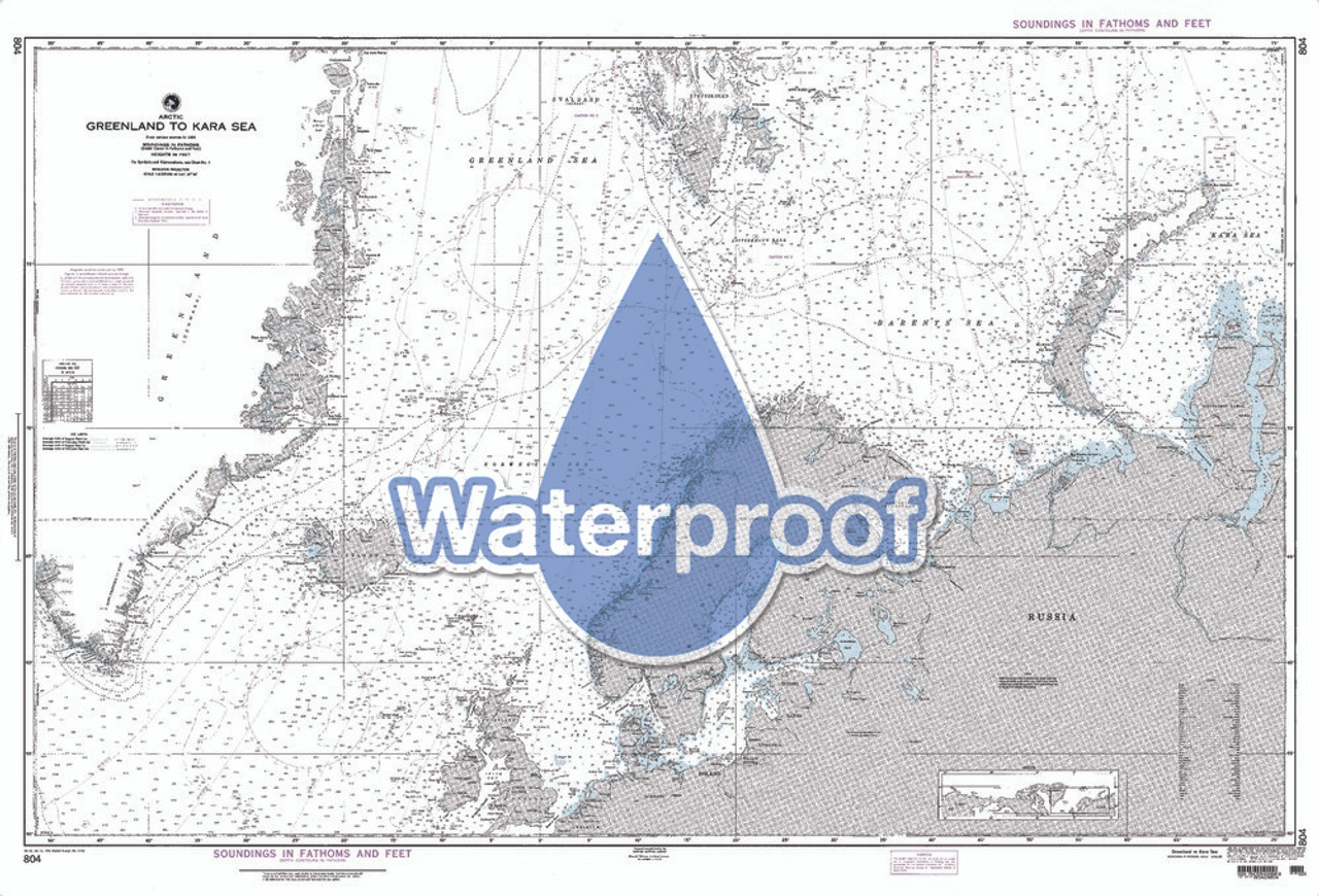 Waterproof NGA Chart 804: Greenland to Kara Sea