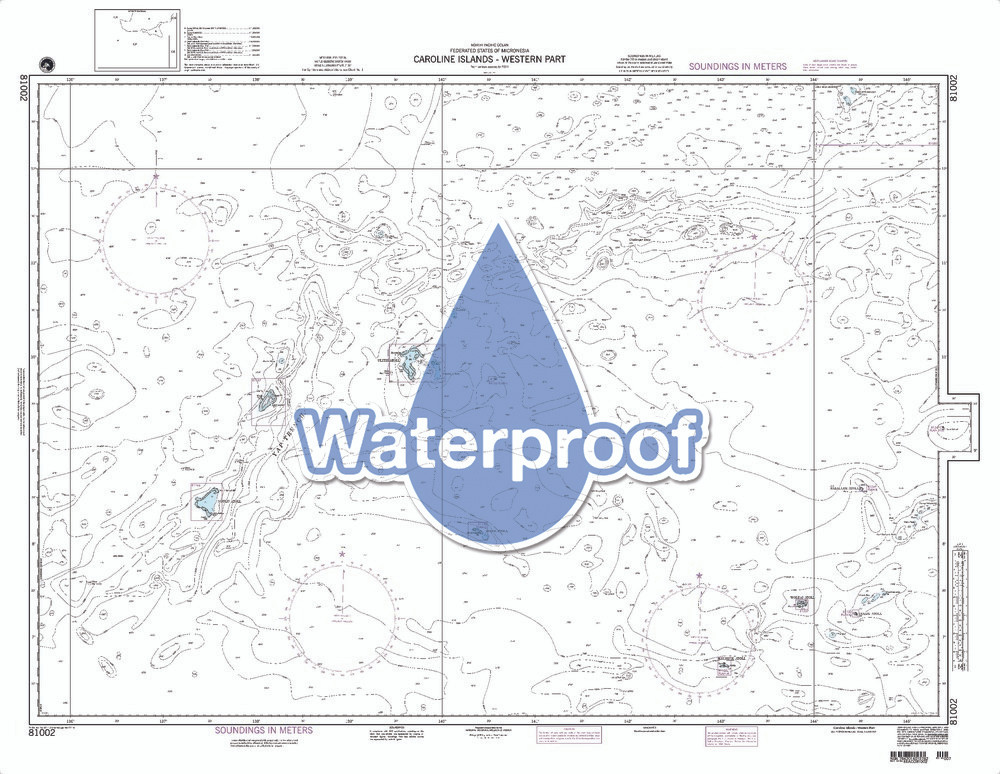 Waterproof NGA Chart 81002: Caroline Islands - Western Part