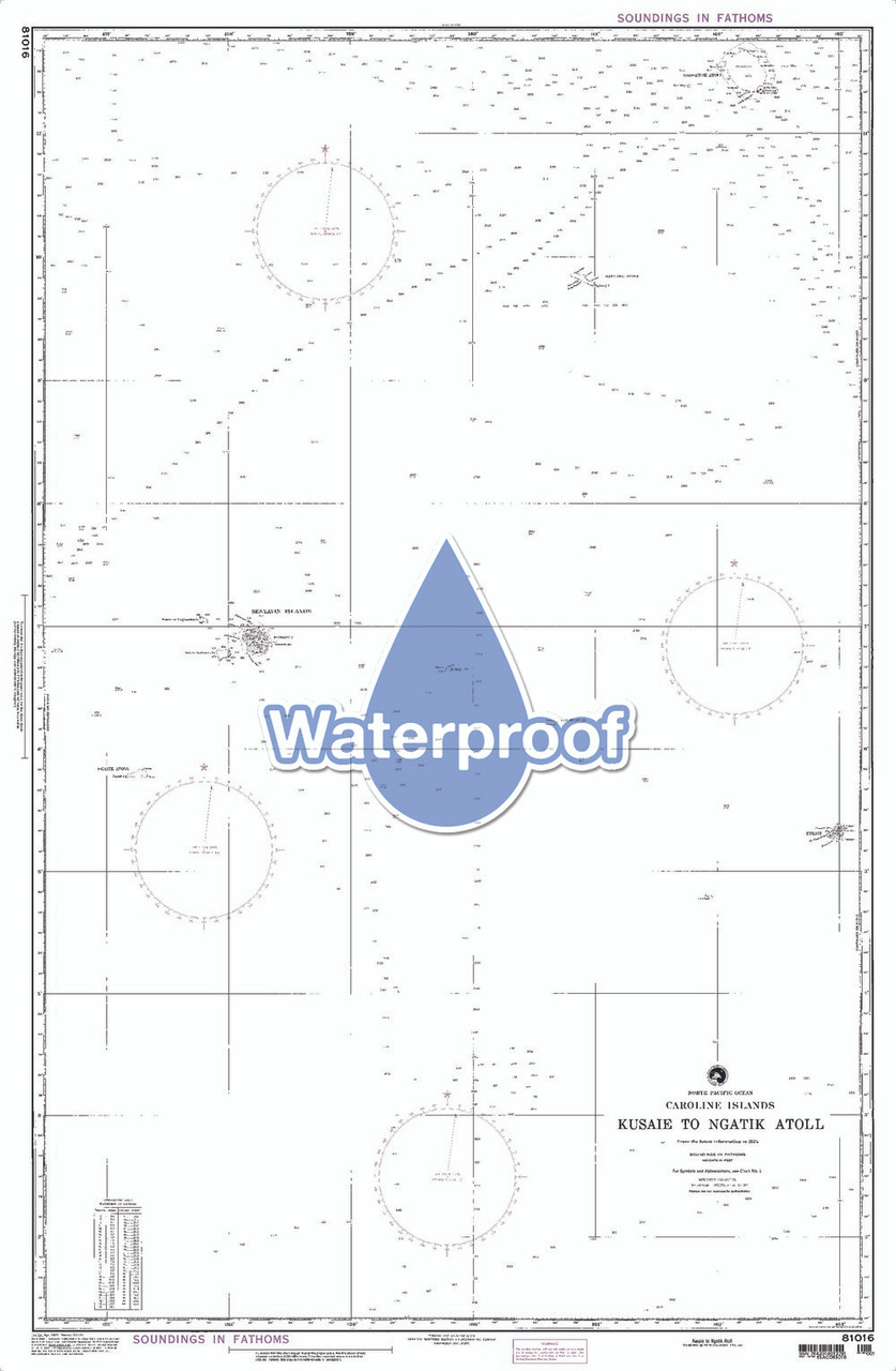 Waterproof NGA Chart 81016: Kusaie I to Ngatik Is [Caroline Islands]