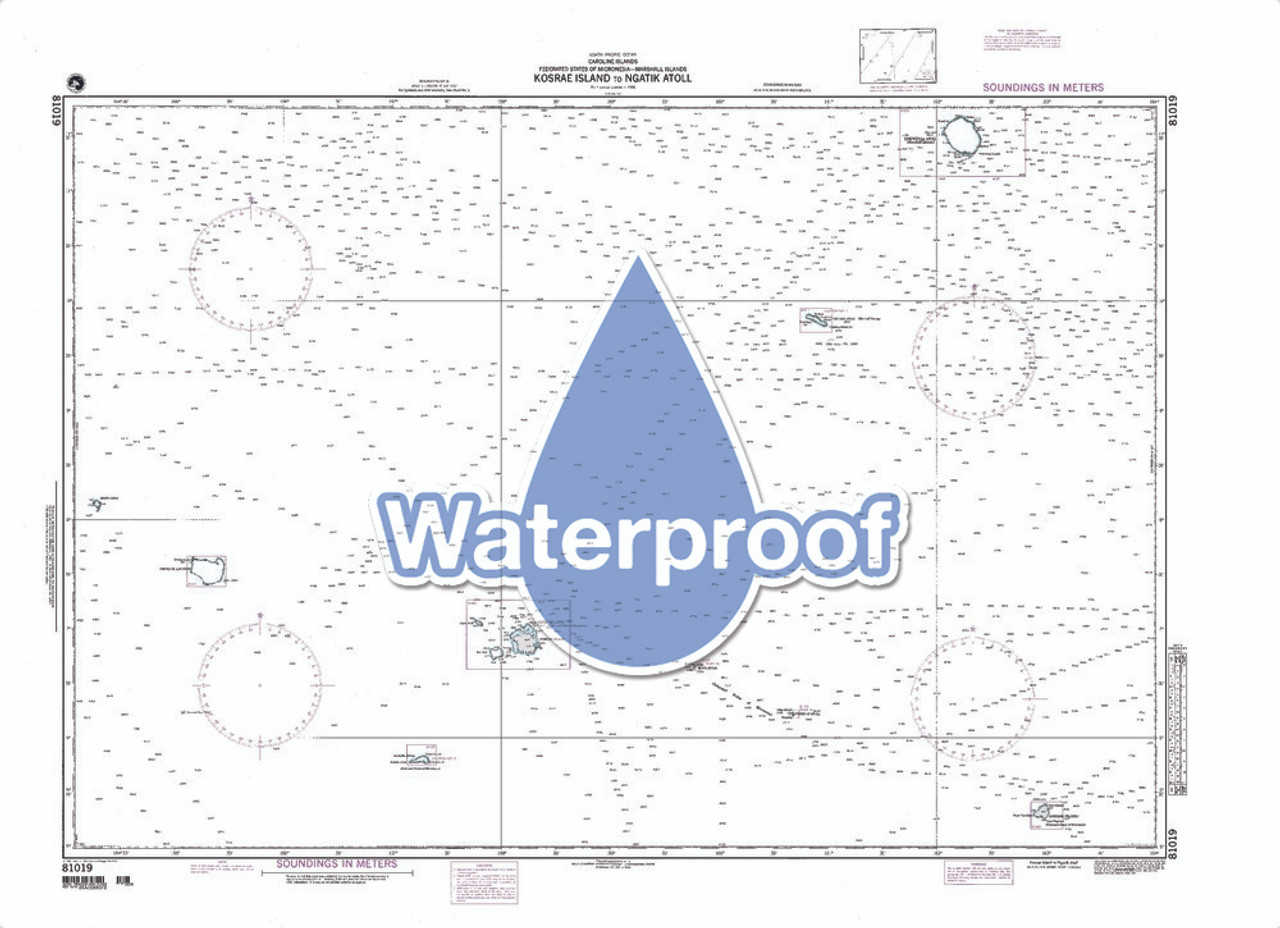 Waterproof NGA Chart 81019: Kosrae Is to Ngatik Atoll Caroline Is