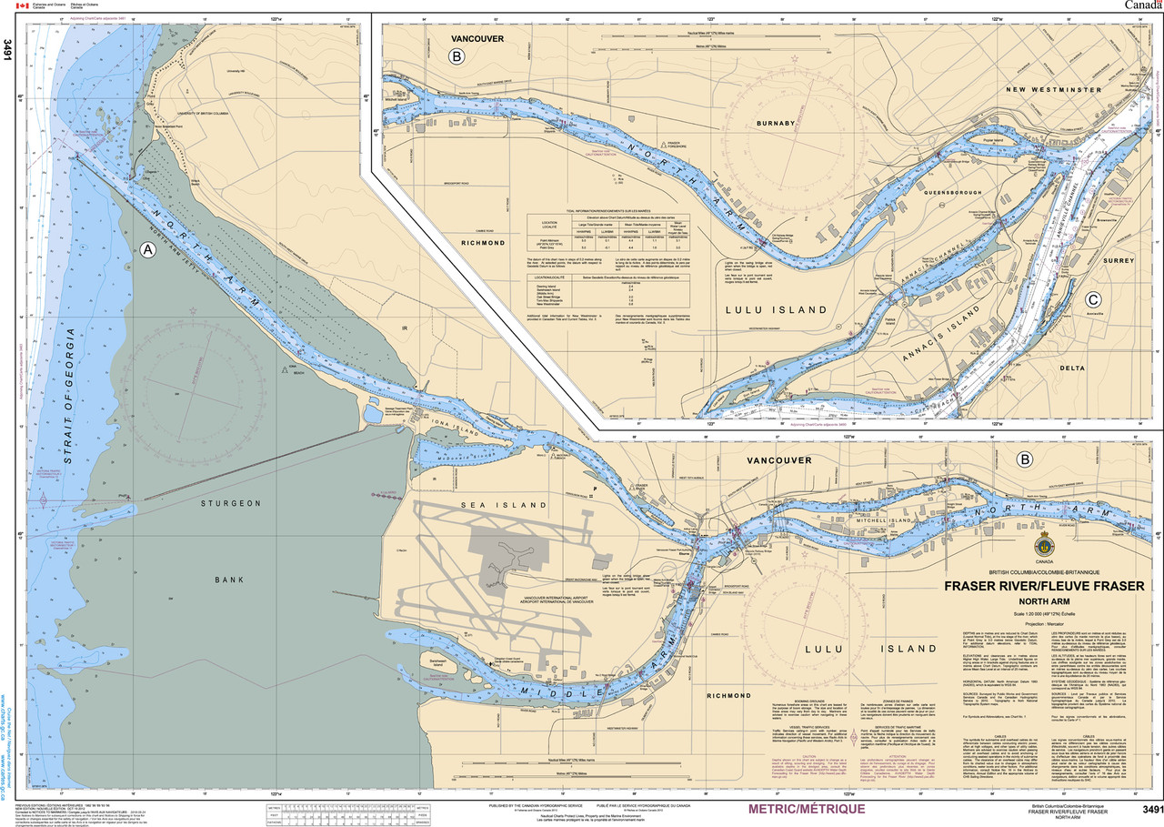 CHS Chart 3491: Fraser River/Fleuve Fraser, North Arm
