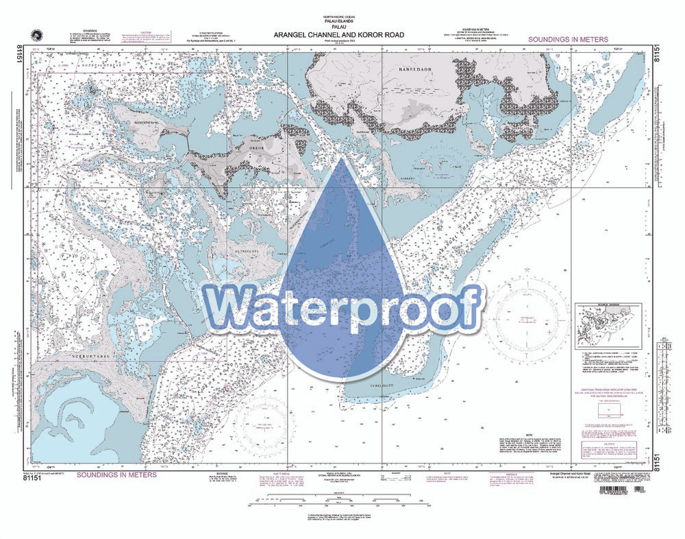 Waterproof NGA Chart 81151: Arangel Channel and Koror Road