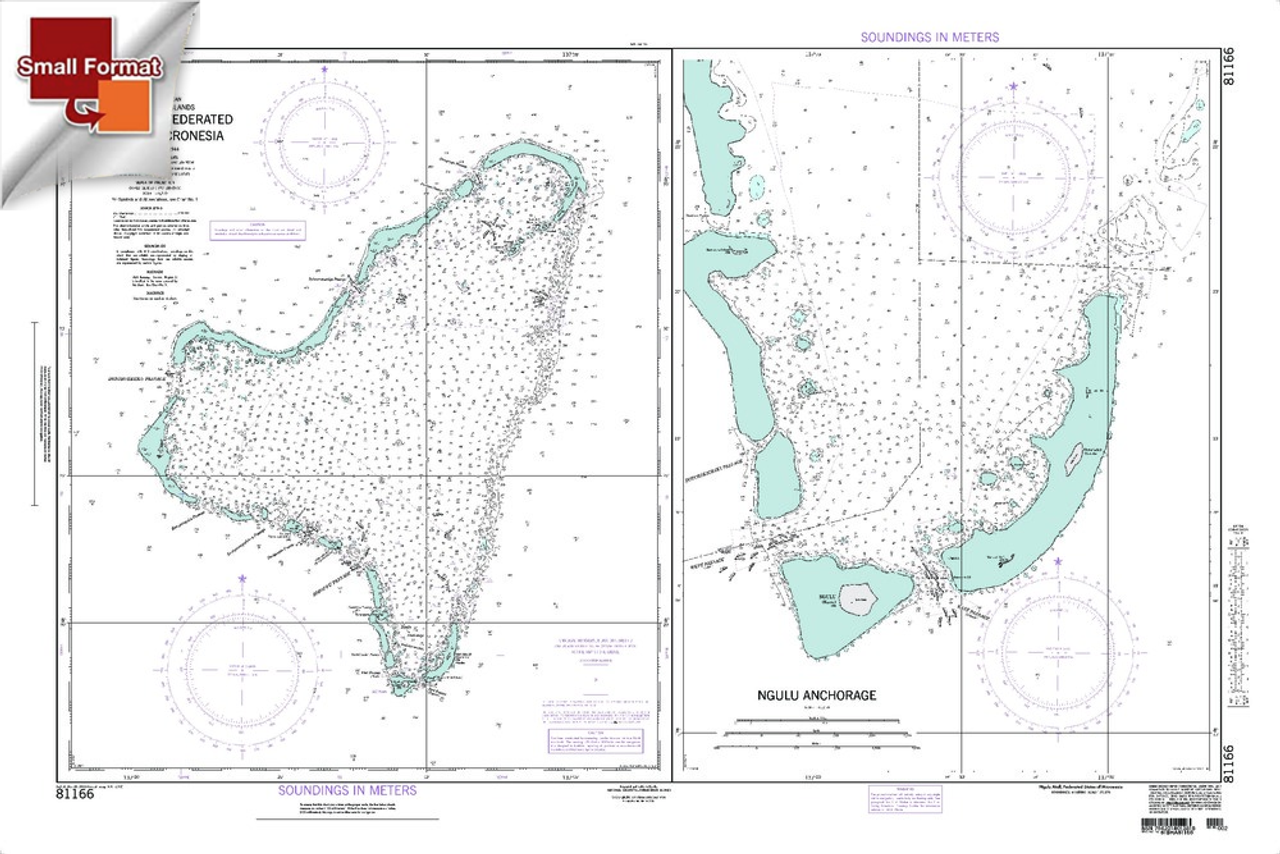 NGA Chart 81166: NguluÃ¡Atoll Federated States Of Micronesia, Approx. Size 21" x 30" (SMALL FORMAT WATERPROOF)