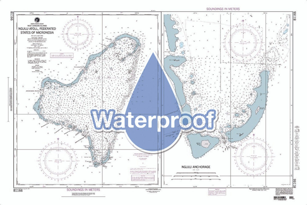 Waterproof NGA Chart 81166: Ngulu Atoll Federated States of Micronesia