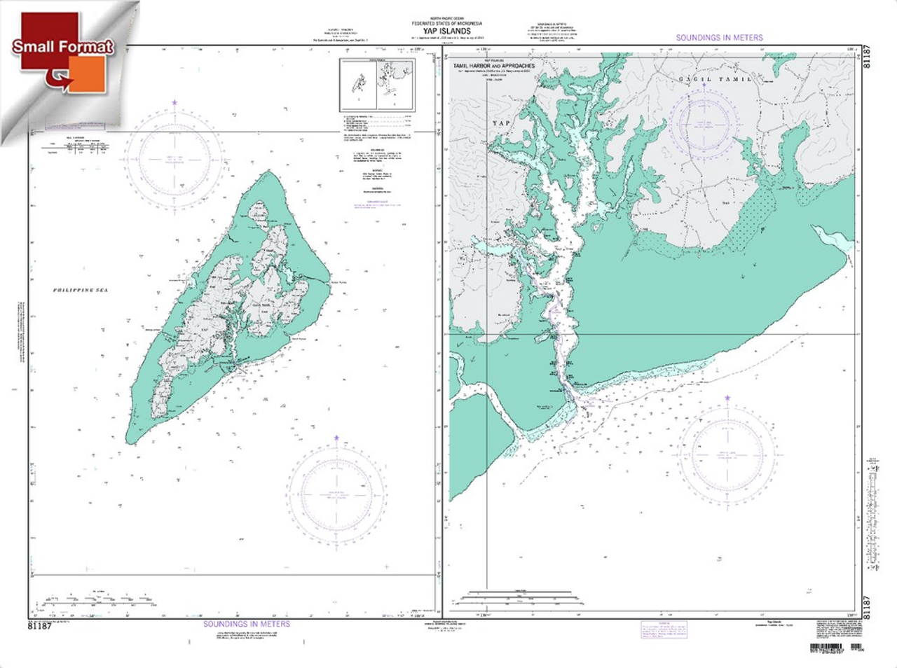 NGA Chart 81187: Yap Islands, Approx. Size 21" x 29" (SMALL FORMAT WATERPROOF)