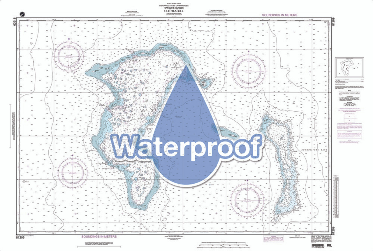 Waterproof NGA Chart 81209: Ulithi Atoll