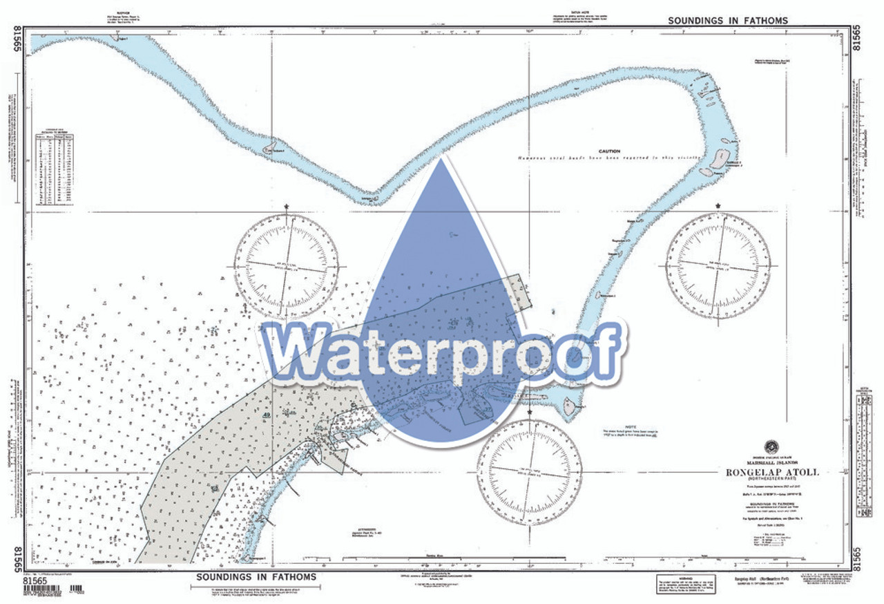 Waterproof NGA Chart 81565: Rongelap Atoll Northeastern Part Marshall Islands