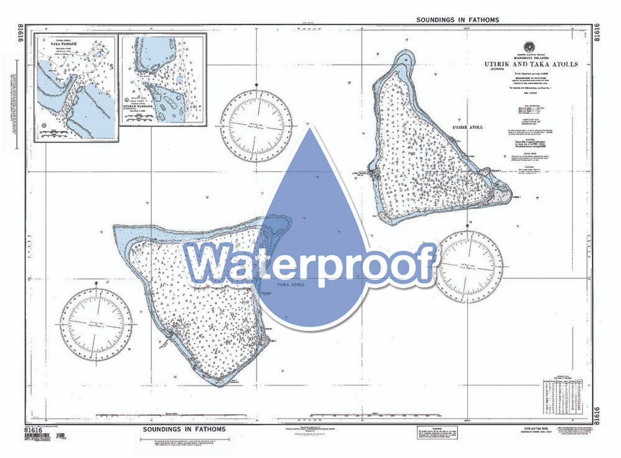 Waterproof NGA Chart 81616: Utirik and Taka Atolls Marshall Is.