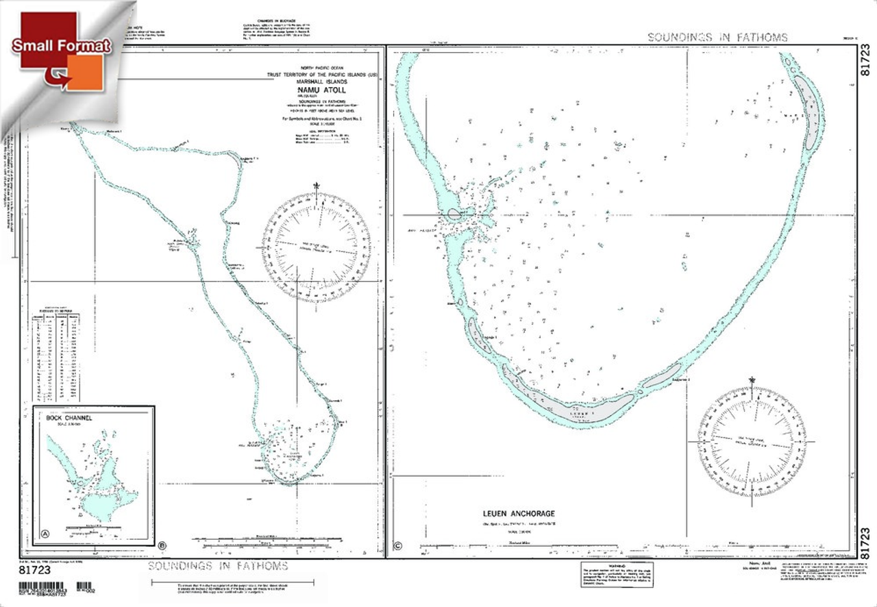 NGA Chart 81723: Bock Channel, Approx. Size 21" x 32" (SMALL FORMAT WATERPROOF)