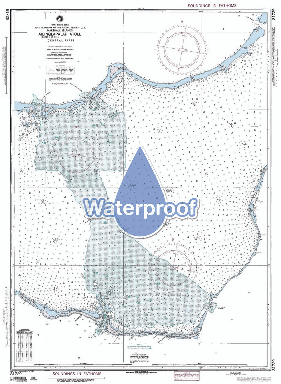 Waterproof NGA Chart 81729: Ailinglapalap Atoll [Marshall Islands]