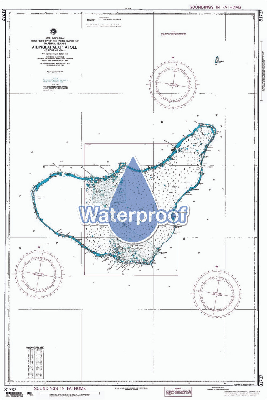 Waterproof NGA Chart 81737: Ailinglapalap Atoll [Marshall Islands]