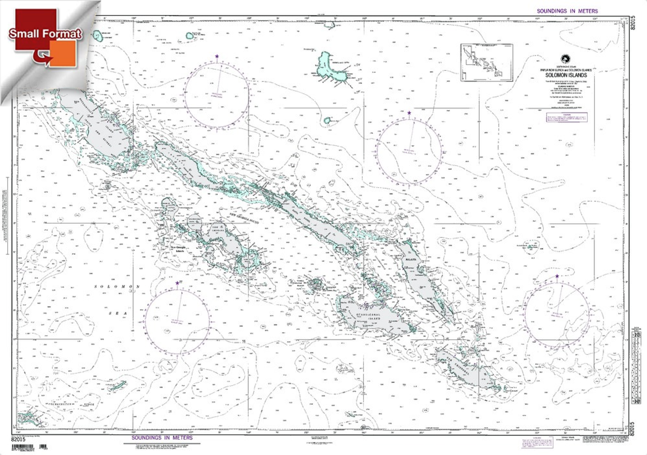 NGA Chart 82015: Solomon Is [Papua New Guinea And Solomon, Approx. Size 21" x 31" (SMALL FORMAT WATERPROOF)